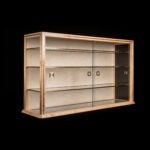 AyaKi #1 Display Cabinet made of Swiss sycamore maple, with decorative brass inlays and decorative Japanese paper. ©Atelier Aimanuel.Art