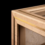AyaKi #1 Display Cabinet made of Swiss sycamore maple, with decorative brass inlays and decorative Japanese paper. ©Atelier Aimanuel.Art
